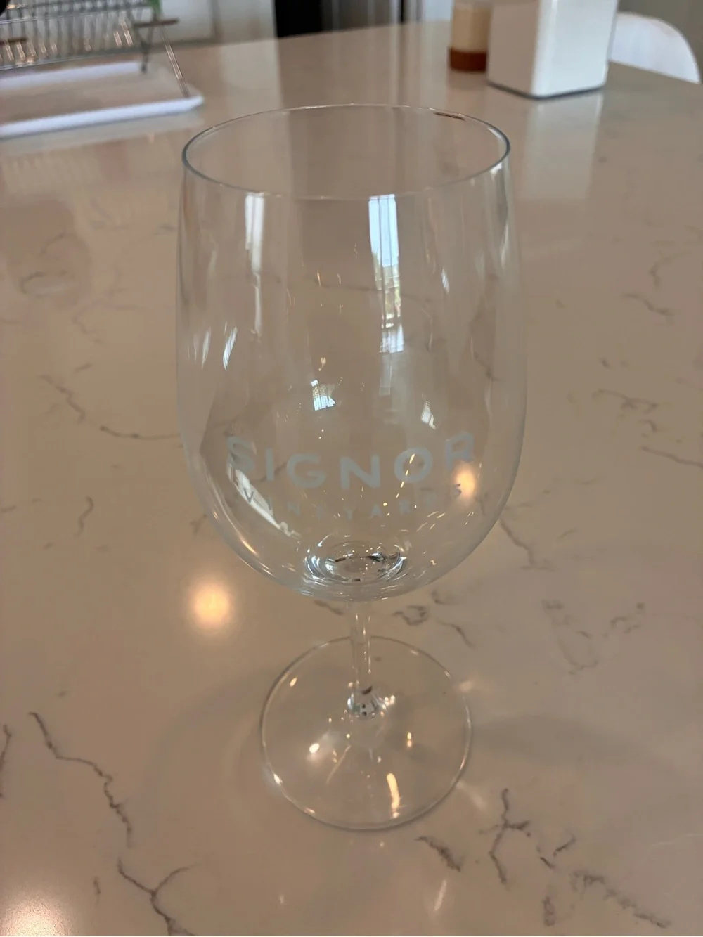 Clear Crystal Wine Glass with Etched Logo - Clear